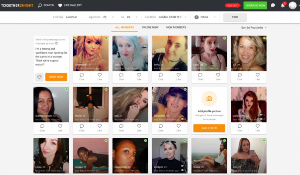 Wat voor soort mensen gebruiken Together2Night?